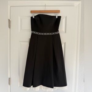 Ann Taylor Black Strapless Dress with White Trim